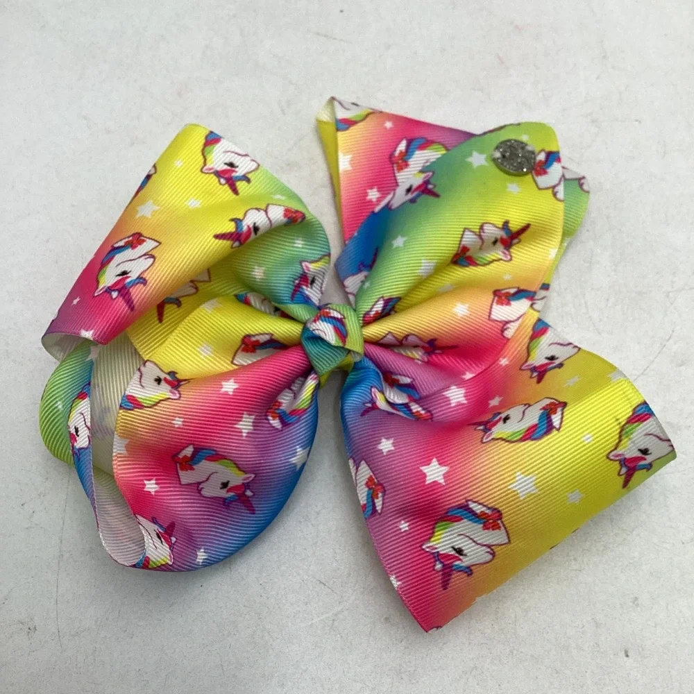 JoJo Siwa Rainbow Unicorn Star Grosgrain Hair Bow Signature Collection Clip